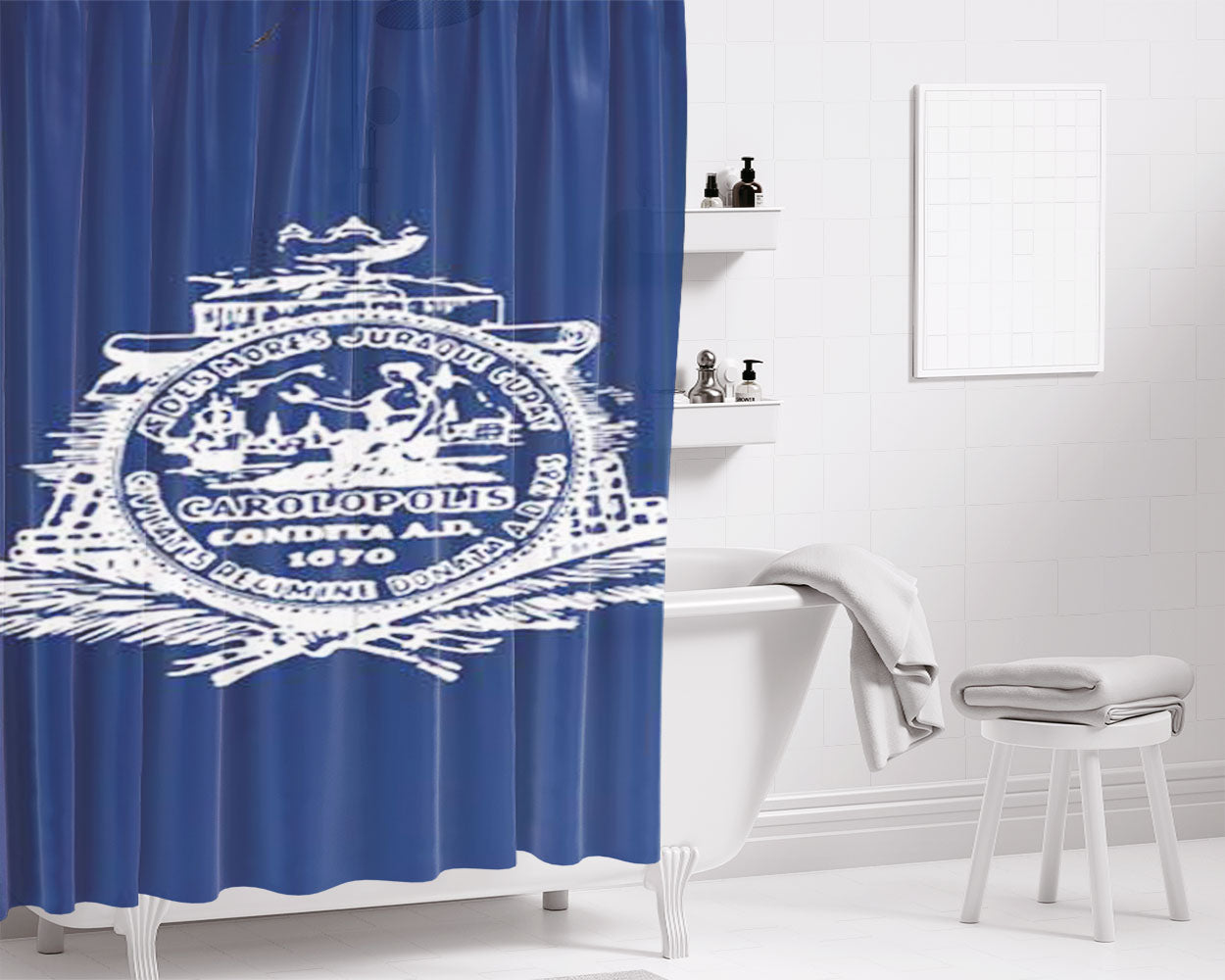 Charleston Sc Flag Bathroom Shower Curtain Fabric Waterproof | 66 X 72 Inch