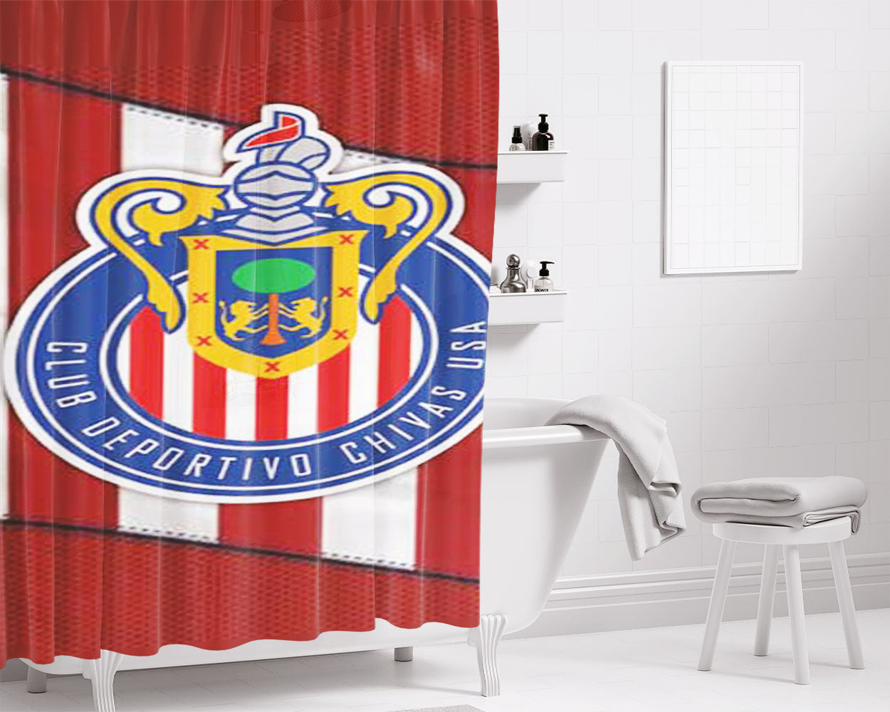 Chivas Fc Overlap Logo Bathroom Shower Curtain Fabric Waterproof | 66 X 72 Inch