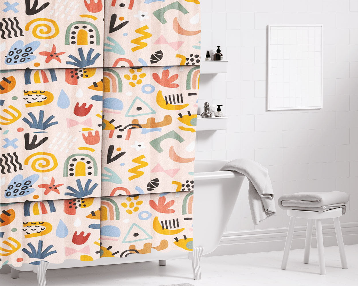 Havana Patterns Peach Bathroom Shower Curtain Fabric Waterproof | 66 X 72 Inch