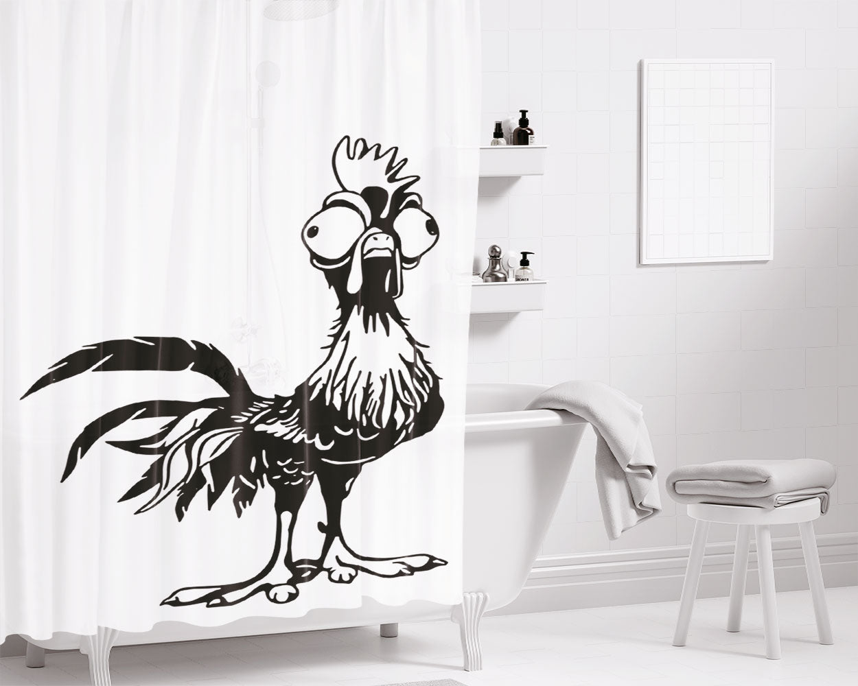 Heihei Silhouette Bathroom Shower Curtain Fabric Waterproof | 66 X 72 Inch