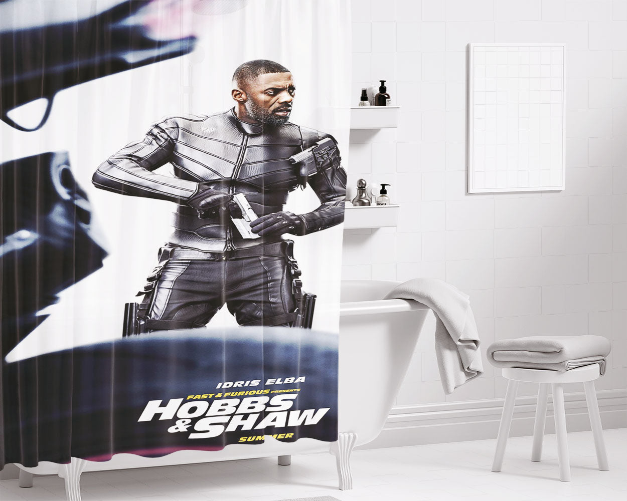 Hobbs And Shaw Idris Elba Bathroom Shower Curtain Fabric Waterproof | 66 X 72 Inch