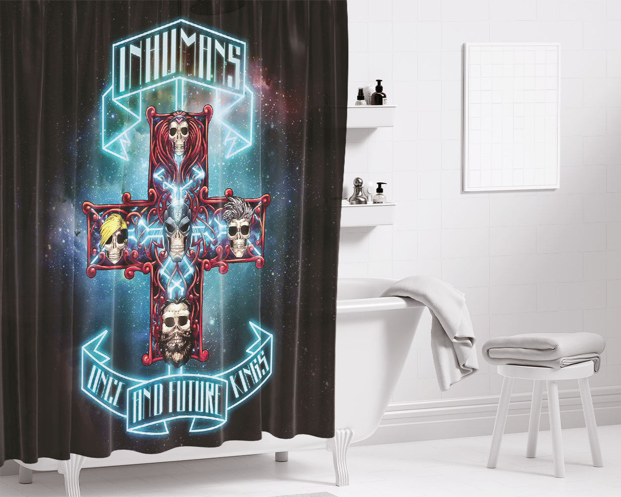 In Flame Collage Hiphop Photo Bathroom Shower Curtain Fabric Waterproof | 66 X 72 Inch