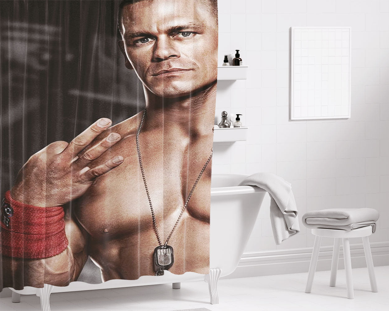 John Cena Closeup Bathroom Shower Curtain Fabric Waterproof | 66 X 72 Inch