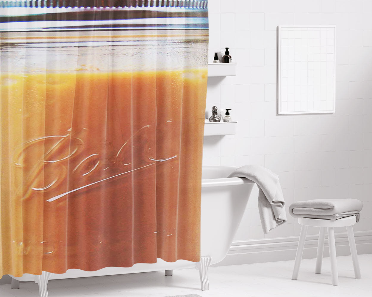 Coffee Mason Jar Glasses Bathroom Shower Curtain Fabric Waterproof | 66 X 72 Inch