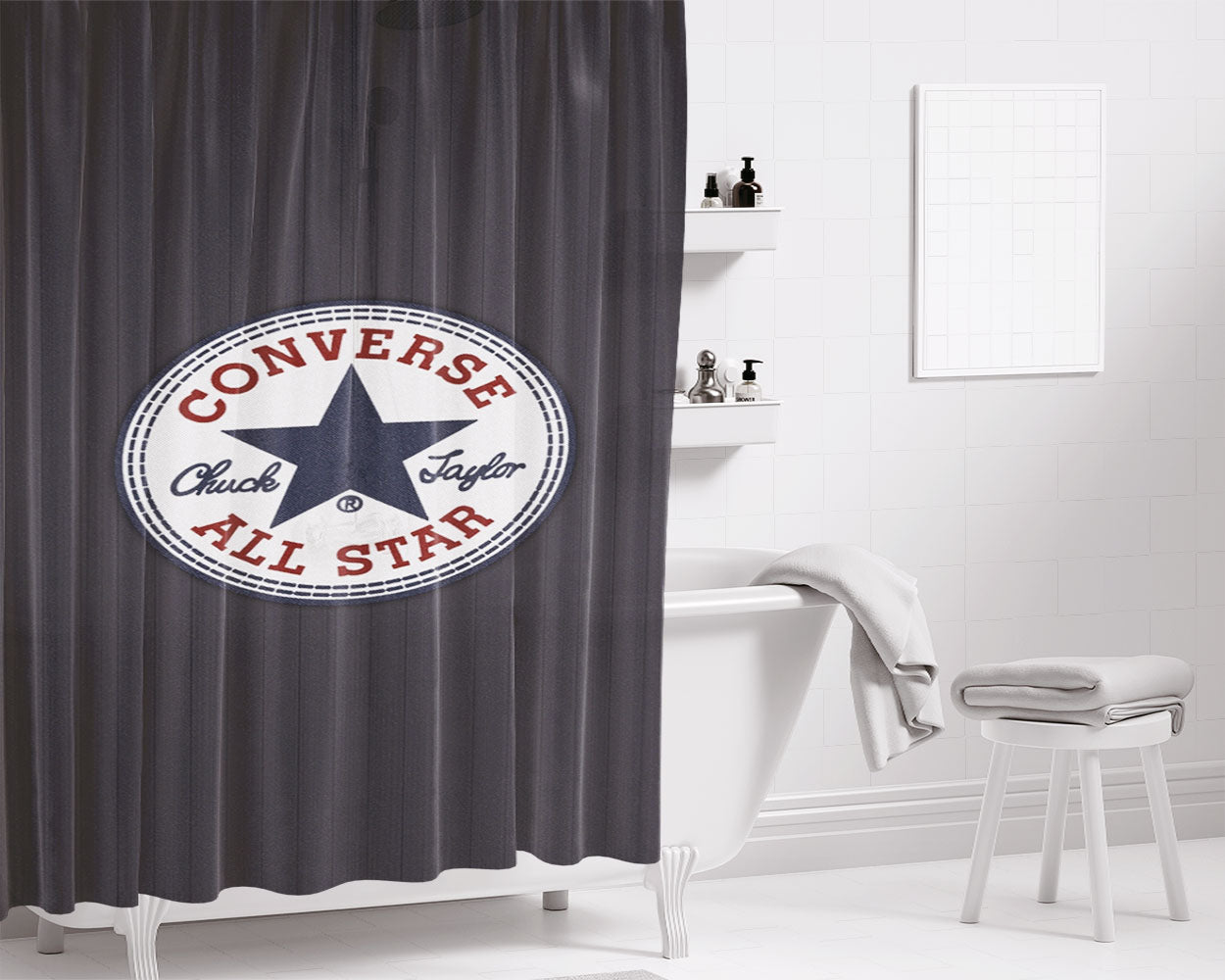 Converse All Star Logo Bathroom Shower Curtain Fabric Waterproof | 66 X 72 Inch
