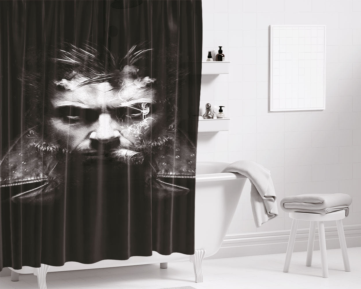 Dark Warrior Dominance War Bathroom Shower Curtain Fabric Waterproof | 66 X 72 Inch