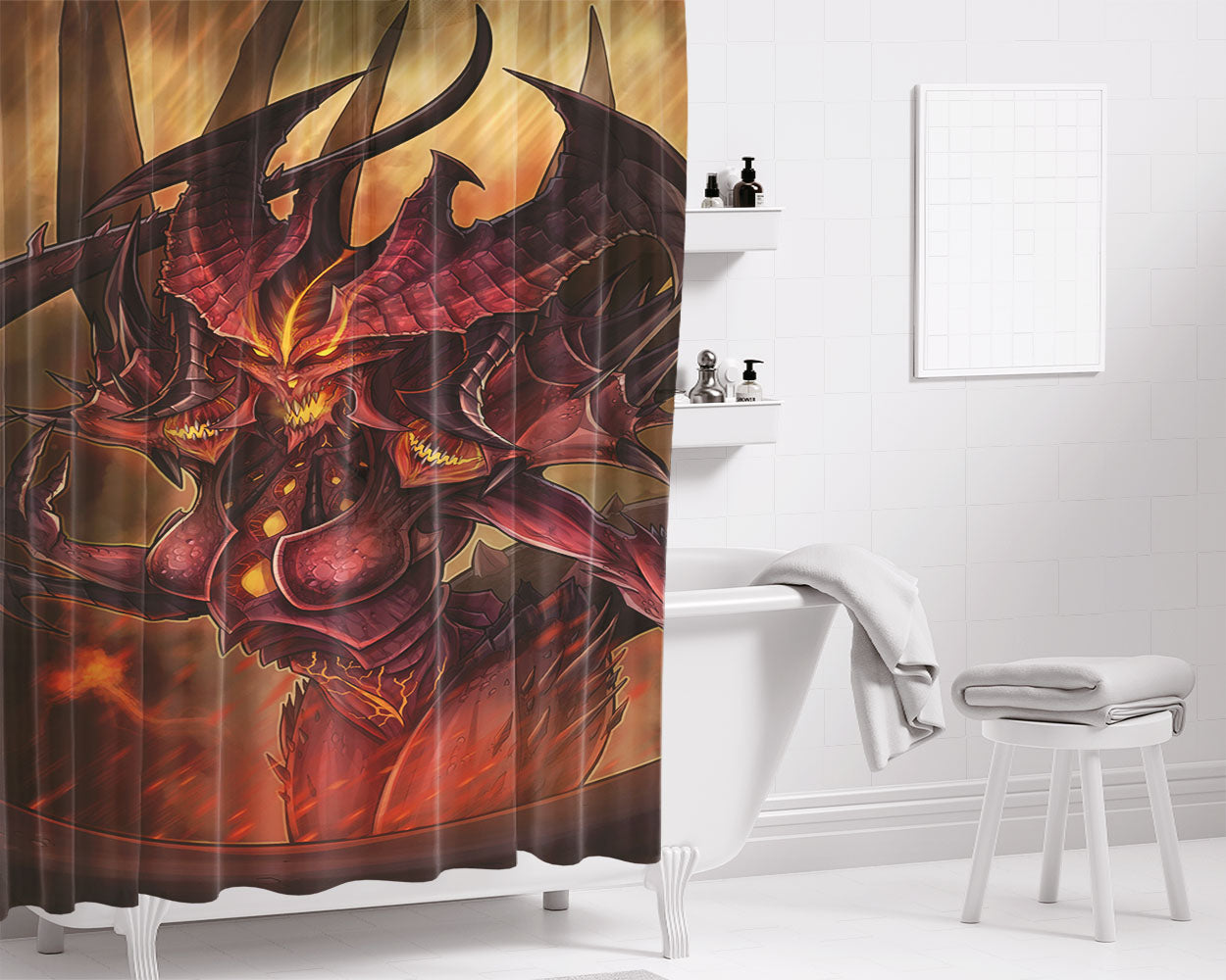 Diablo Mon Bathroom Shower Curtain Fabric Waterproof | 66 X 72 Inch