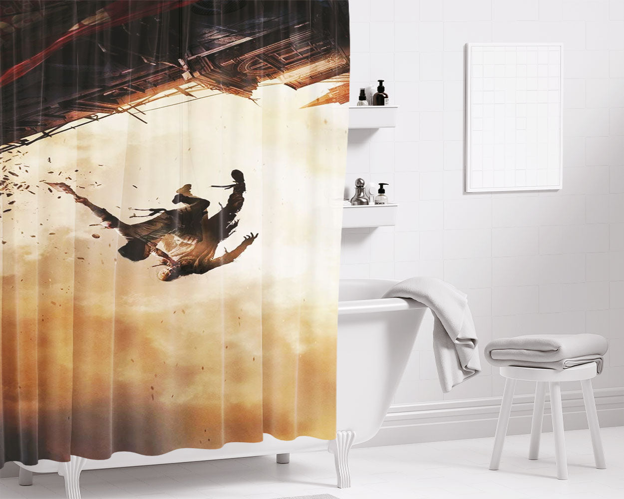 Dying Light 2 Gameplay Shows A Breathtaking Mission Bathroom Shower Curtain Fabric Waterproof | 66 X 72 Inch