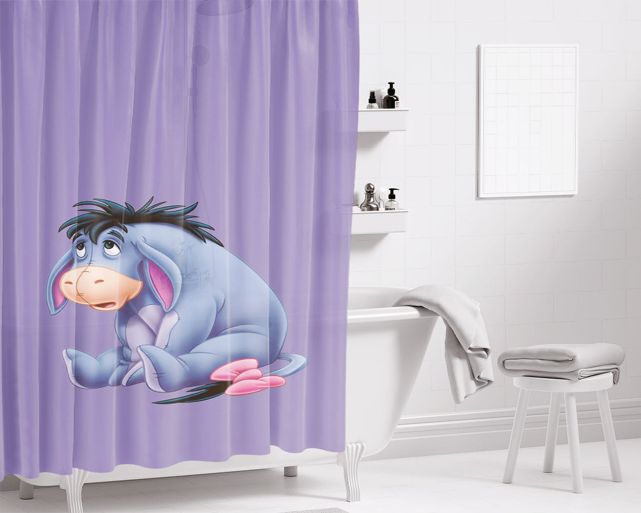 Eeyore Bathroom Shower Curtain Fabric Waterproof | 66 X 72 Inch