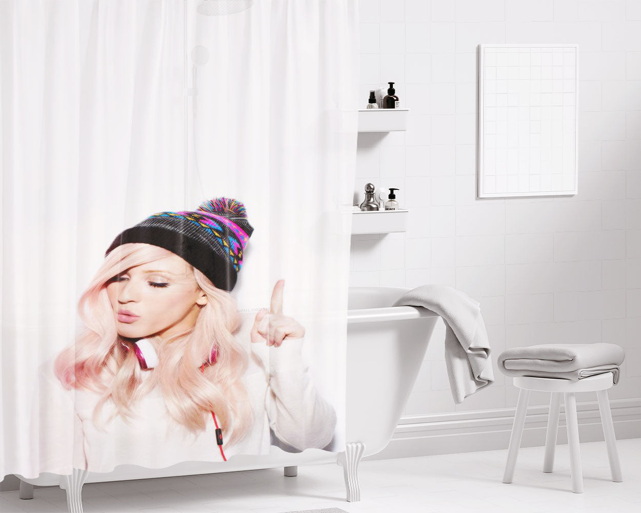 Ellie Goulding Bathroom Shower Curtain Fabric Waterproof | 66 X 72 Inch