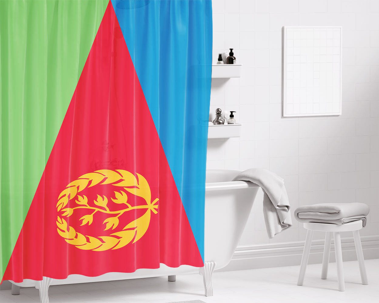 Eritrea Bathroom Shower Curtain Fabric Waterproof | 66 X 72 Inch