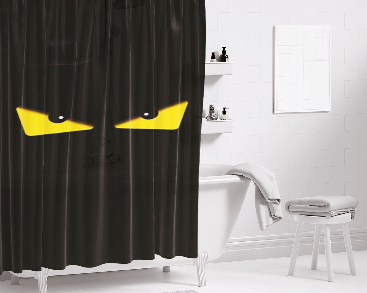 Fendi Black Bathroom Shower Curtain Fabric Waterproof | 66 X 72 Inch