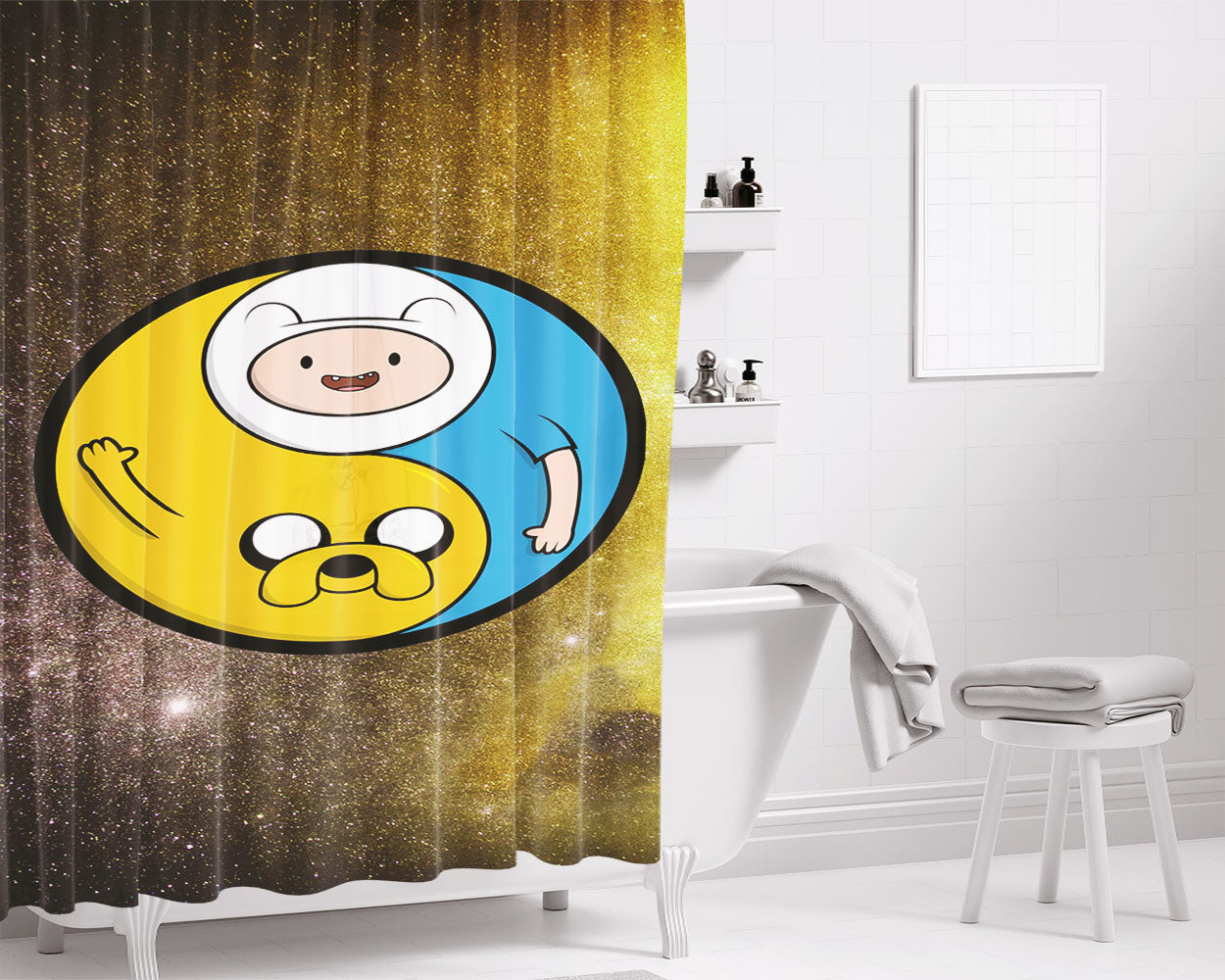 Finn Yang Galaxy Bathroom Shower Curtain Fabric Waterproof | 66 X 72 Inch