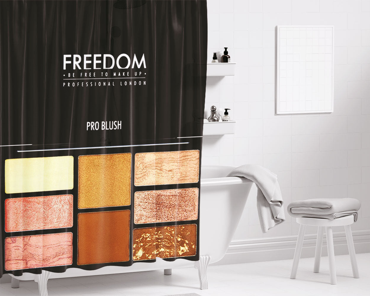 Freedom Pro Blush Professional London Palette Bathroom Shower Curtain Fabric Waterproof | 66 X 72 Inch