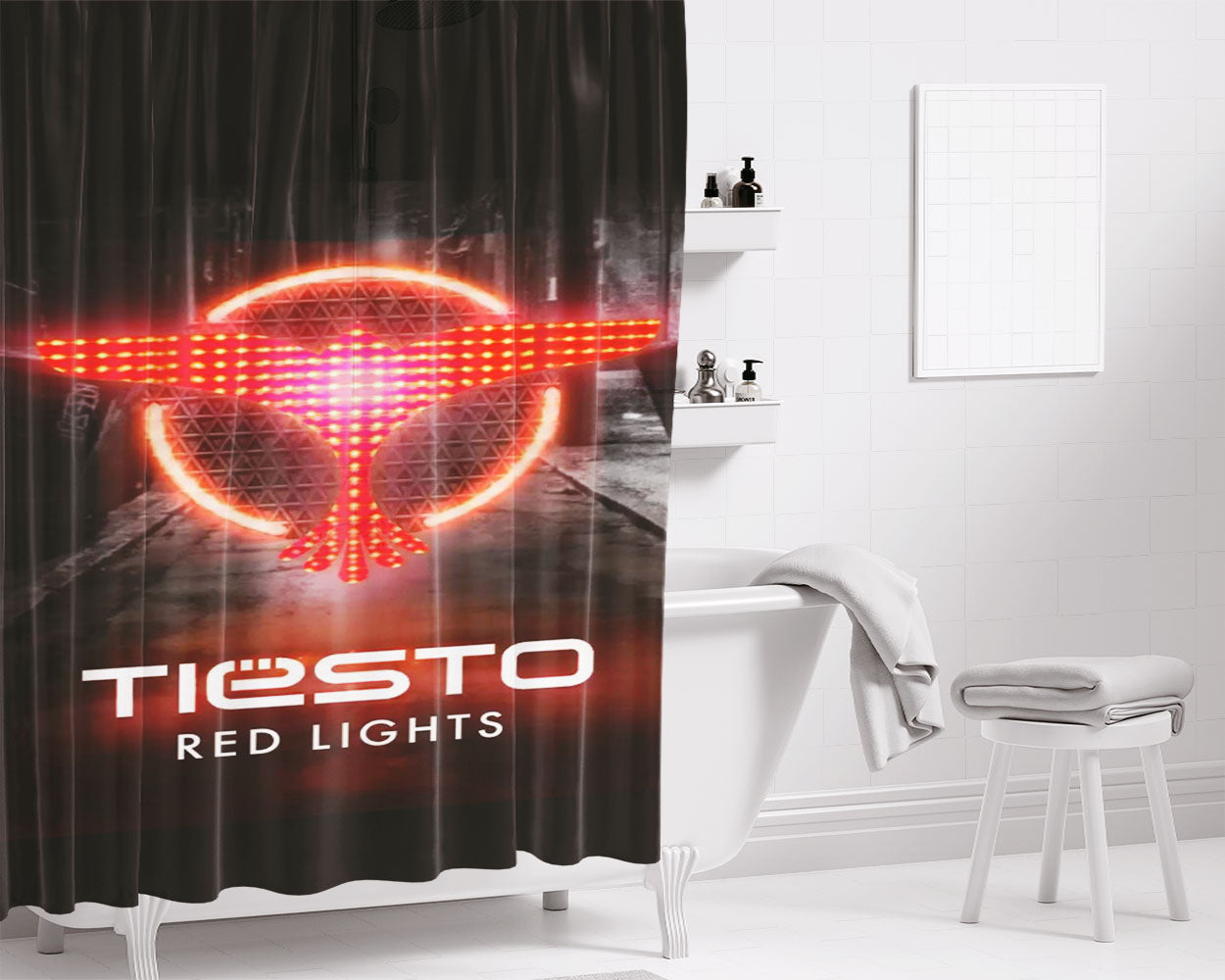 Tiesto Green White Splat Wallpaper Bathroom Shower Curtain Fabric Waterproof | 66 X 72 Inch