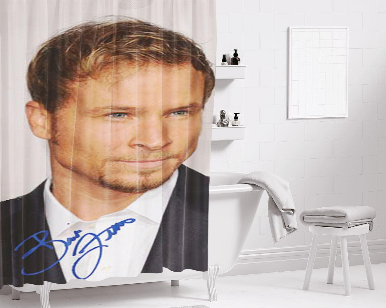 Backstreet Boys Brian Littrell Signature Bathroom Shower Curtain Fabric Waterproof | 66 X 72 Inch