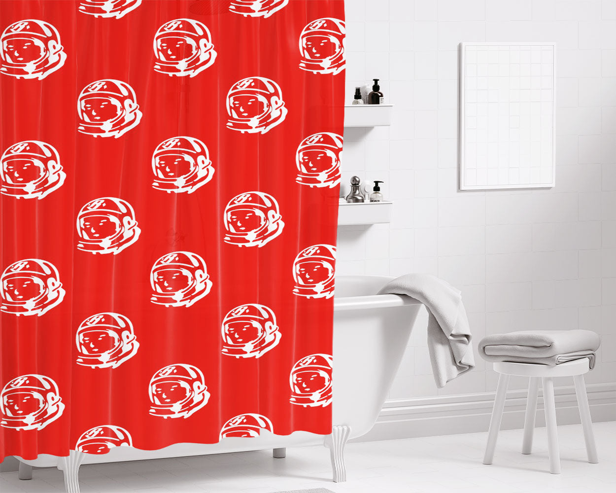 Billionare Boys Club Red Background Bathroom Shower Curtain Fabric Waterproof | 66 X 72 Inch