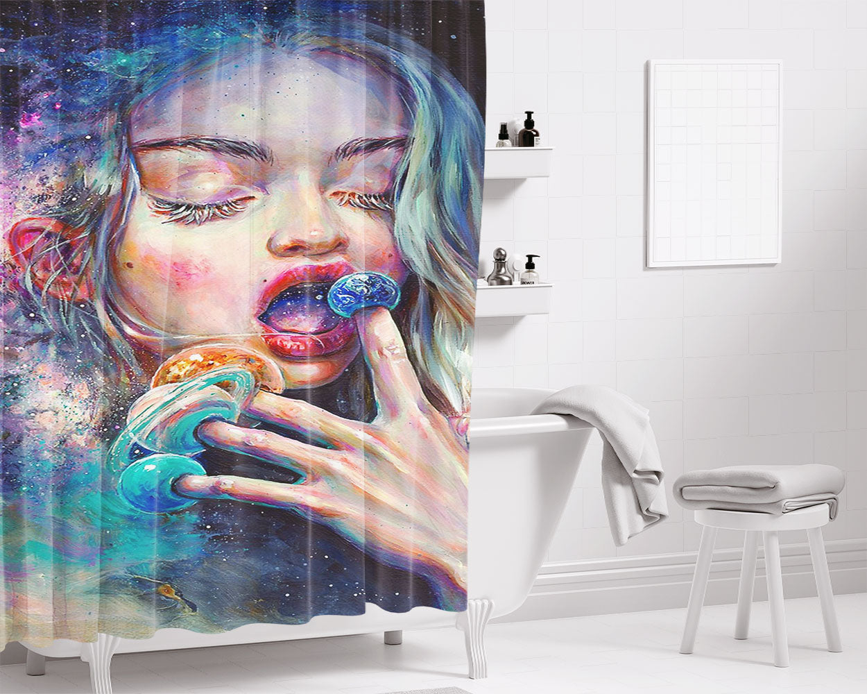 Black Hole In The Milky Way Bathroom Shower Curtain Fabric Waterproof | 66 X 72 Inch