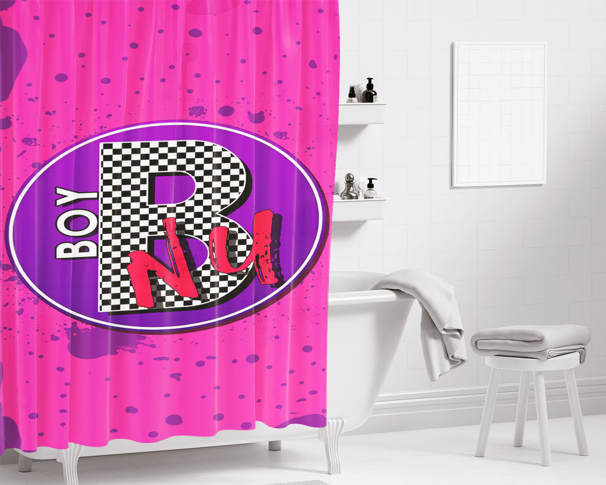 Boy Bronx Ny Checker Bathroom Shower Curtain Fabric Waterproof | 66 X 72 Inch