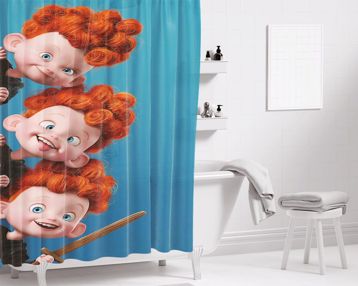 Brave The Triplets Peekaboo Bathroom Shower Curtain Fabric Waterproof | 66 X 72 Inch