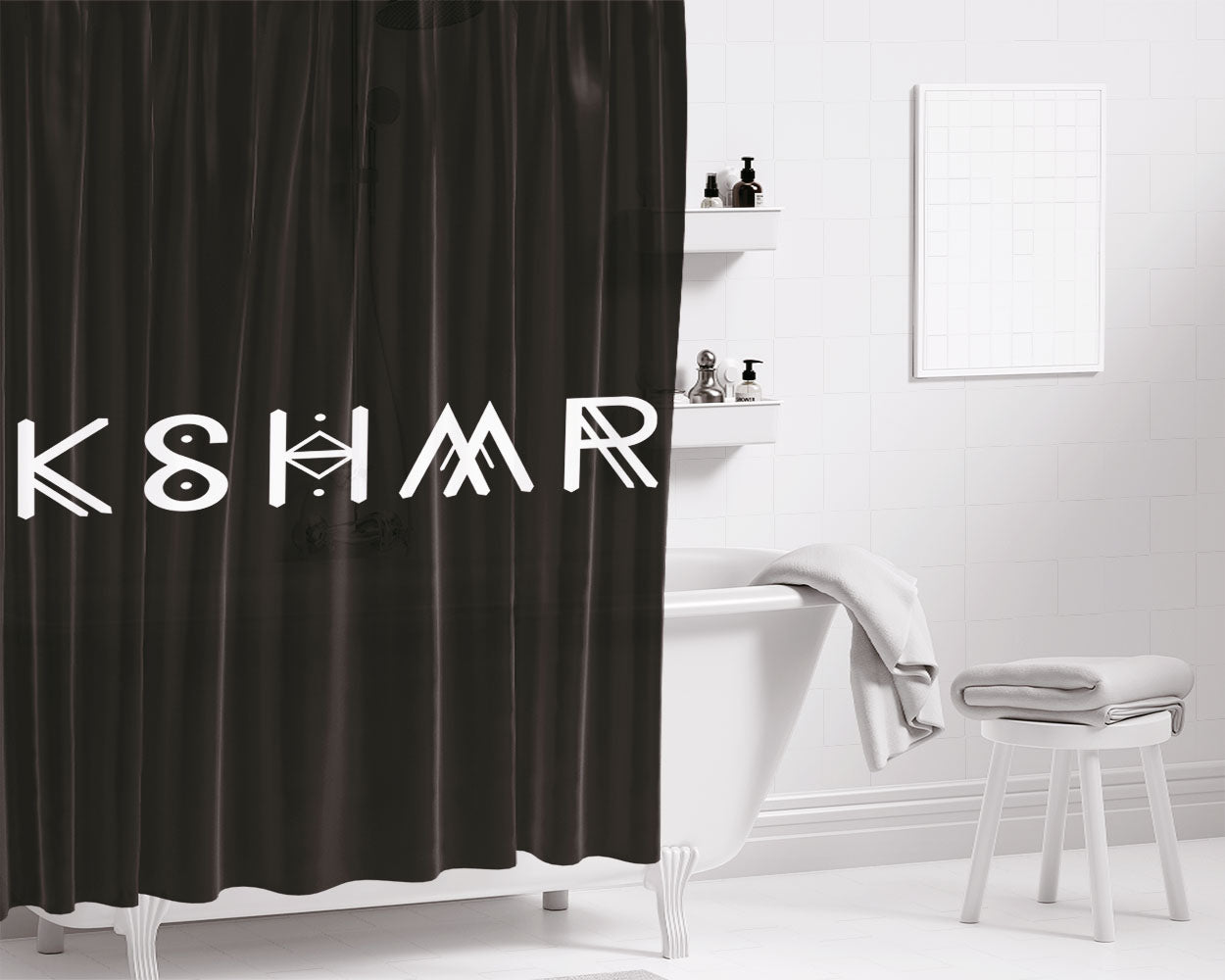 Kshmr Logo Bathroom Shower Curtain Fabric Waterproof | 66 X 72 Inch