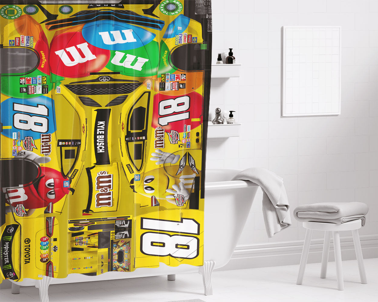 Kyle Busch'S Car Stikers Bathroom Shower Curtain Fabric Waterproof | 66 X 72 Inch