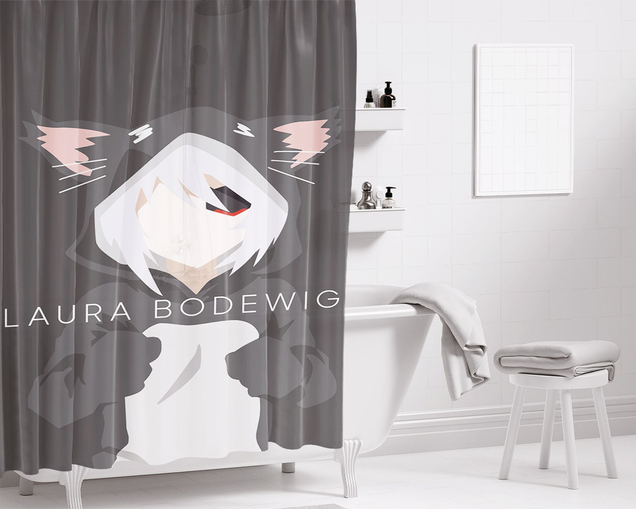 Laura Neko Bathroom Shower Curtain Fabric Waterproof | 66 X 72 Inch