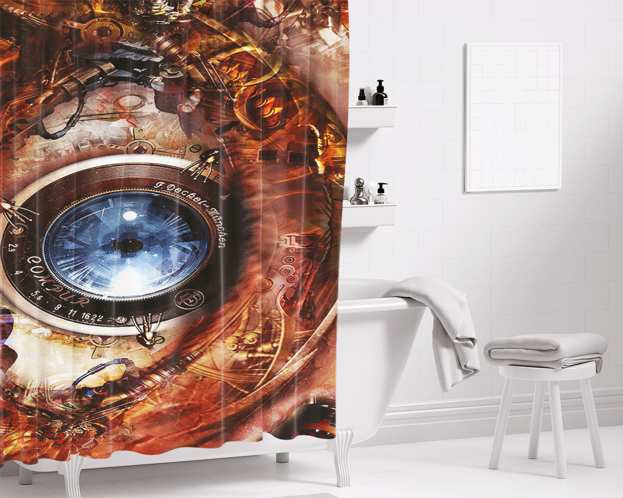 Lens Eye Bathroom Shower Curtain Fabric Waterproof | 66 X 72 Inch
