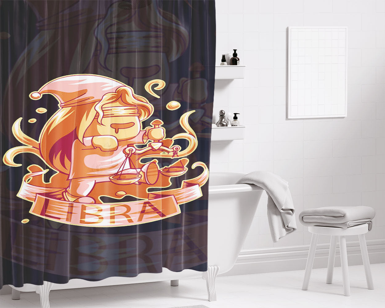 Libra Zodiac Bathroom Shower Curtain Fabric Waterproof | 66 X 72 Inch