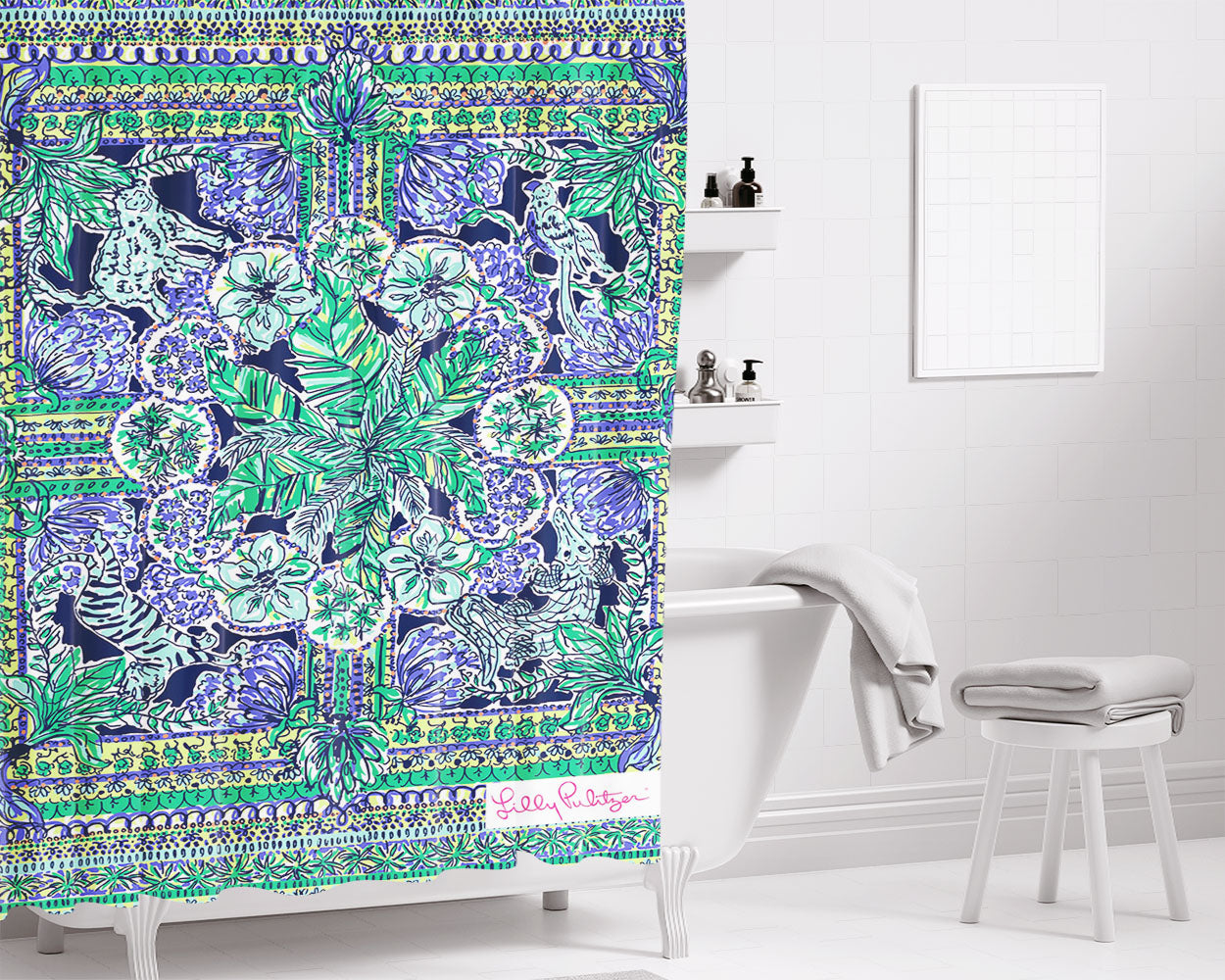 Lilly Pulitzer Escape Ar Bathroom Shower Curtain Fabric Waterproof | 66 X 72 Inch