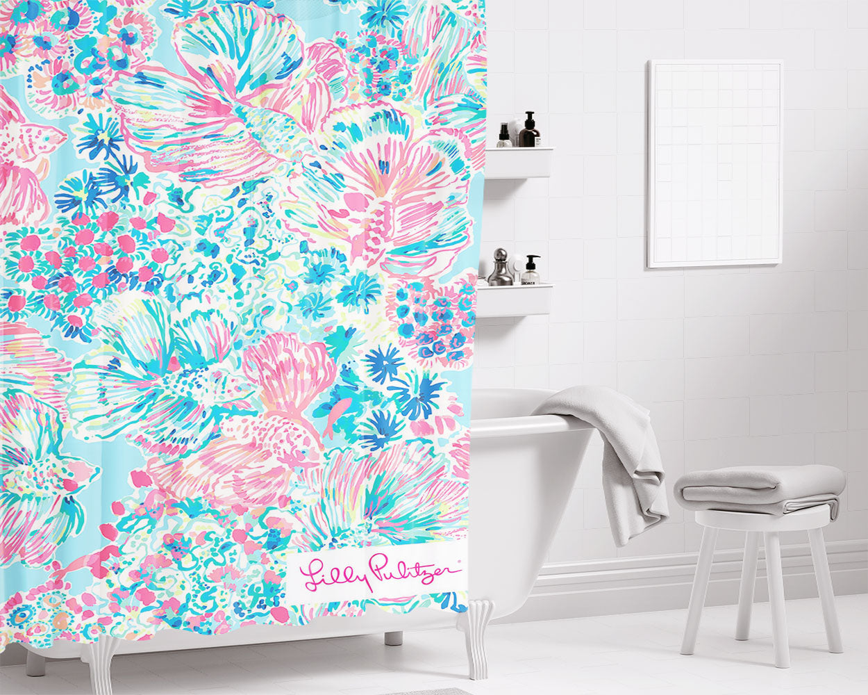 Lilly Pulitzer Gypsea Dress Bathroom Shower Curtain Fabric Waterproof | 66 X 72 Inch