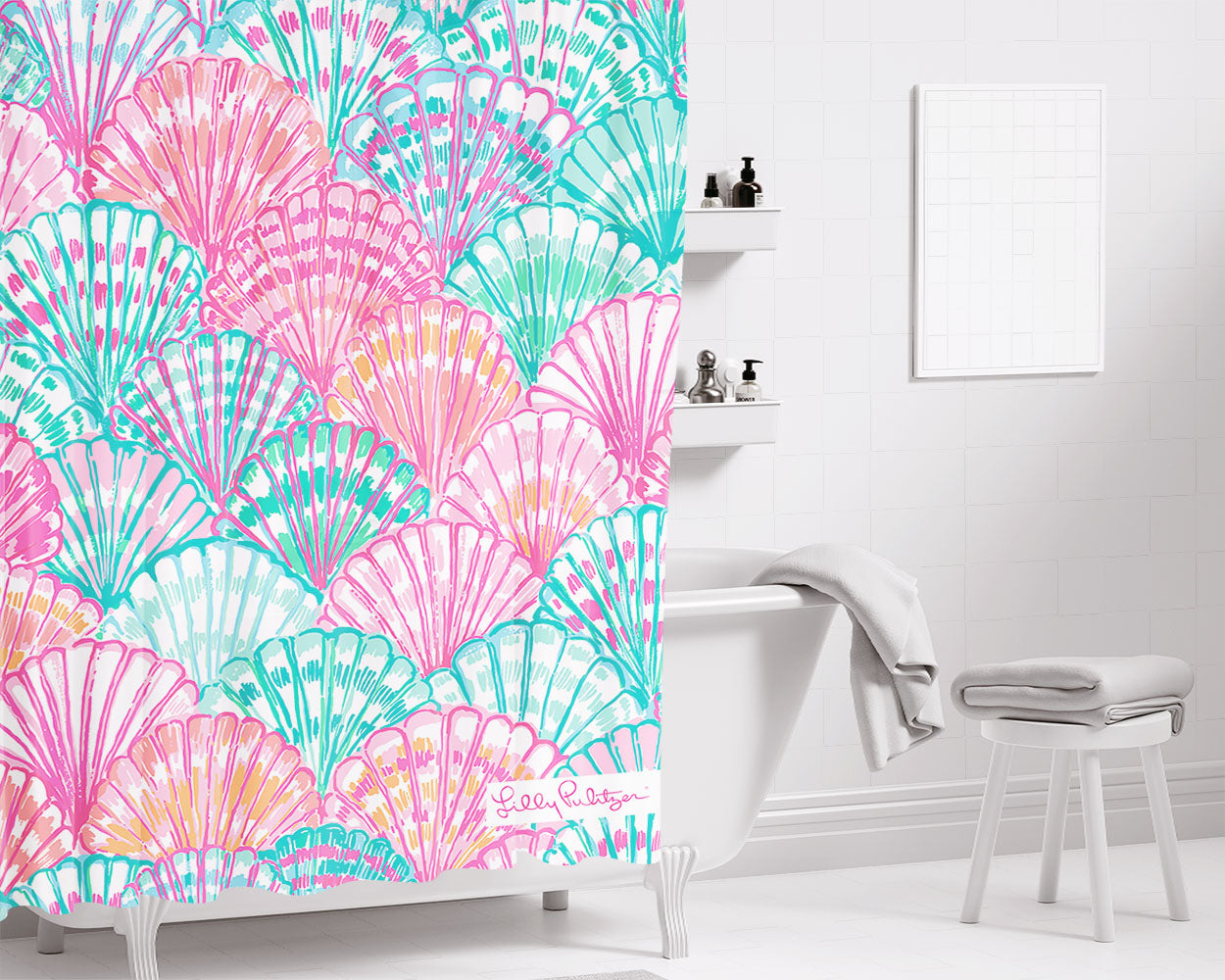 Lilly Pulitzer Oh Shello Bathroom Shower Curtain Fabric Waterproof | 66 X 72 Inch