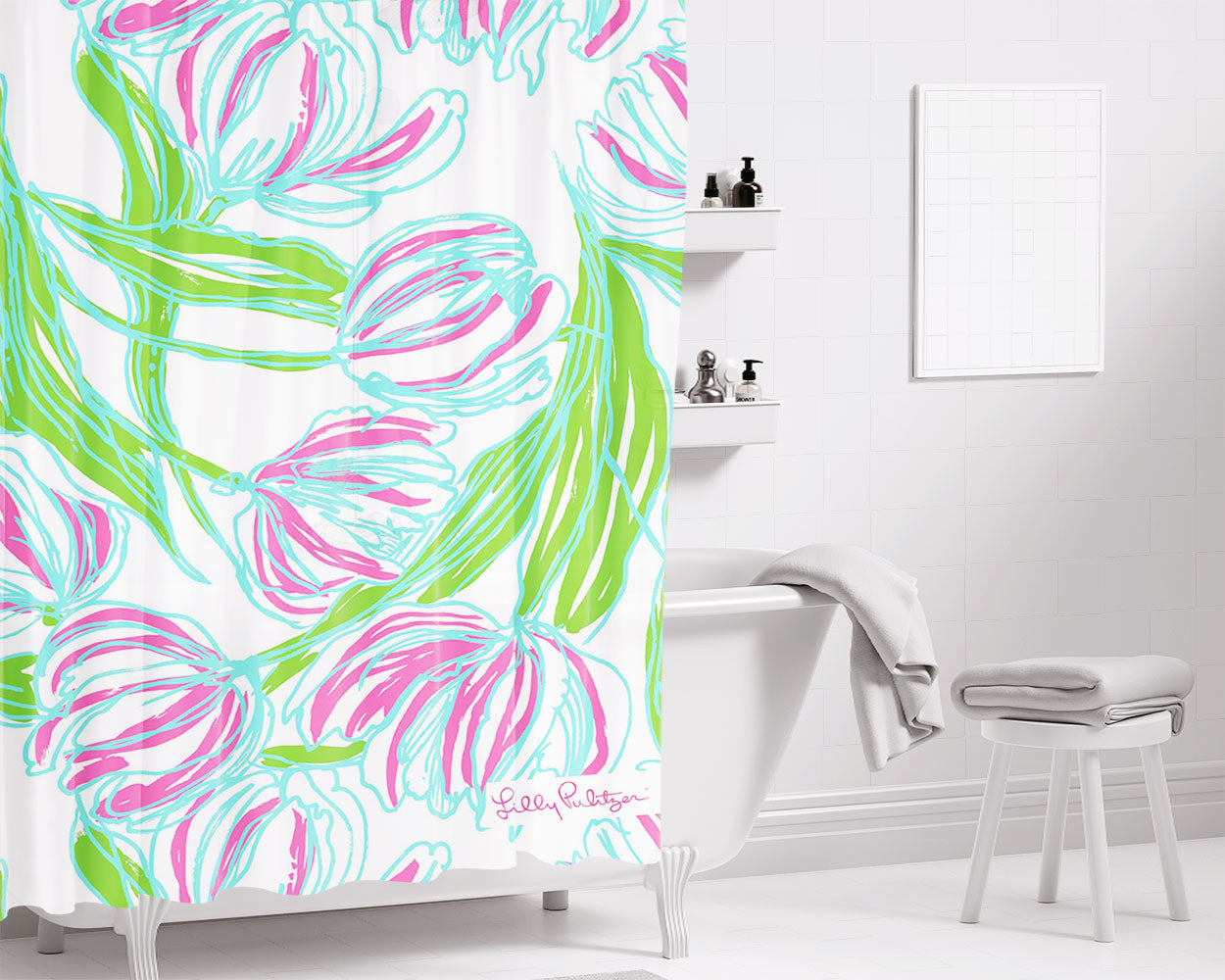Lilly Pulitzer Ring The Bellboy Bathroom Shower Curtain Fabric Waterproof | 66 X 72 Inch