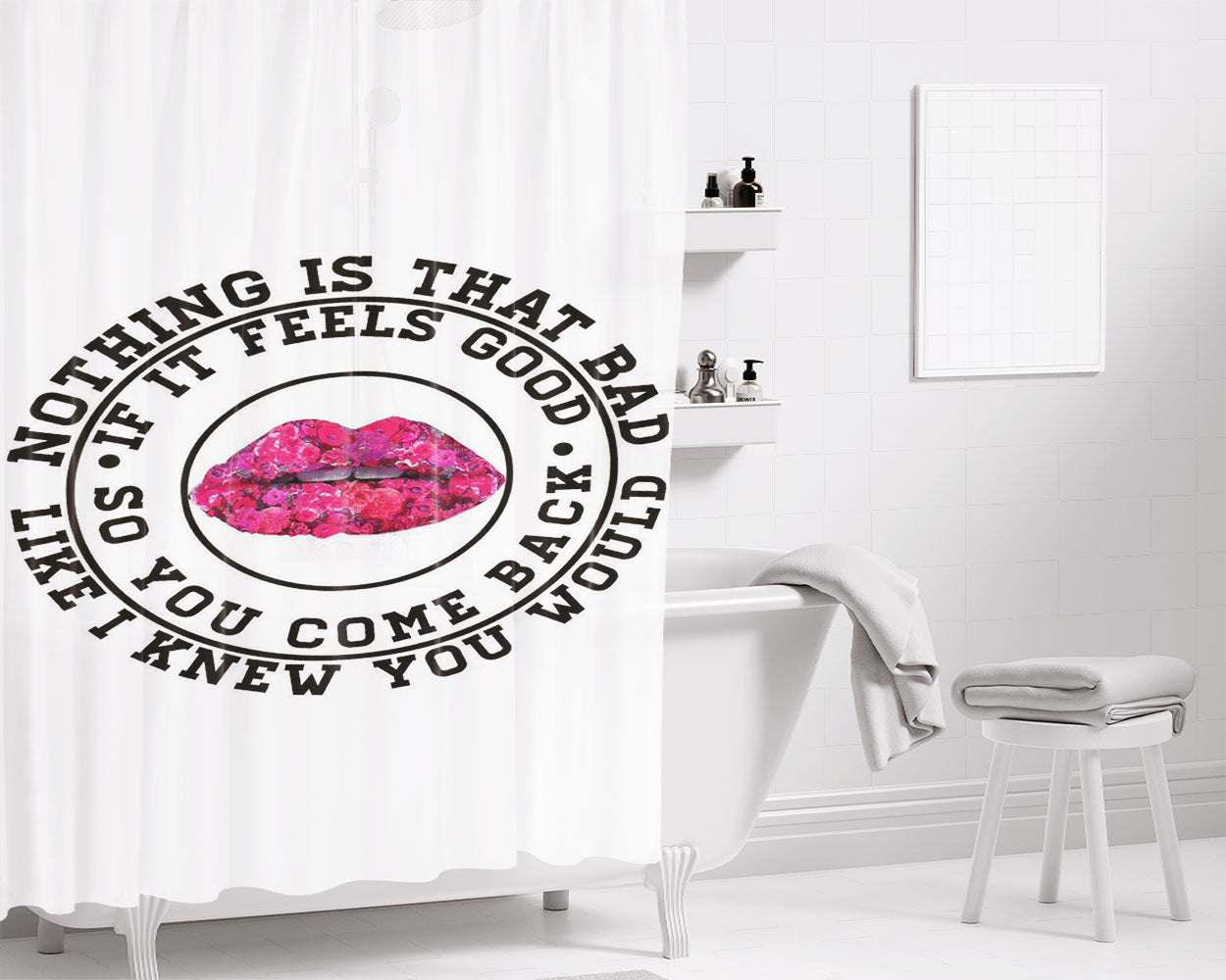 Lips So You Come Back Bathroom Shower Curtain Fabric Waterproof | 66 X 72 Inch