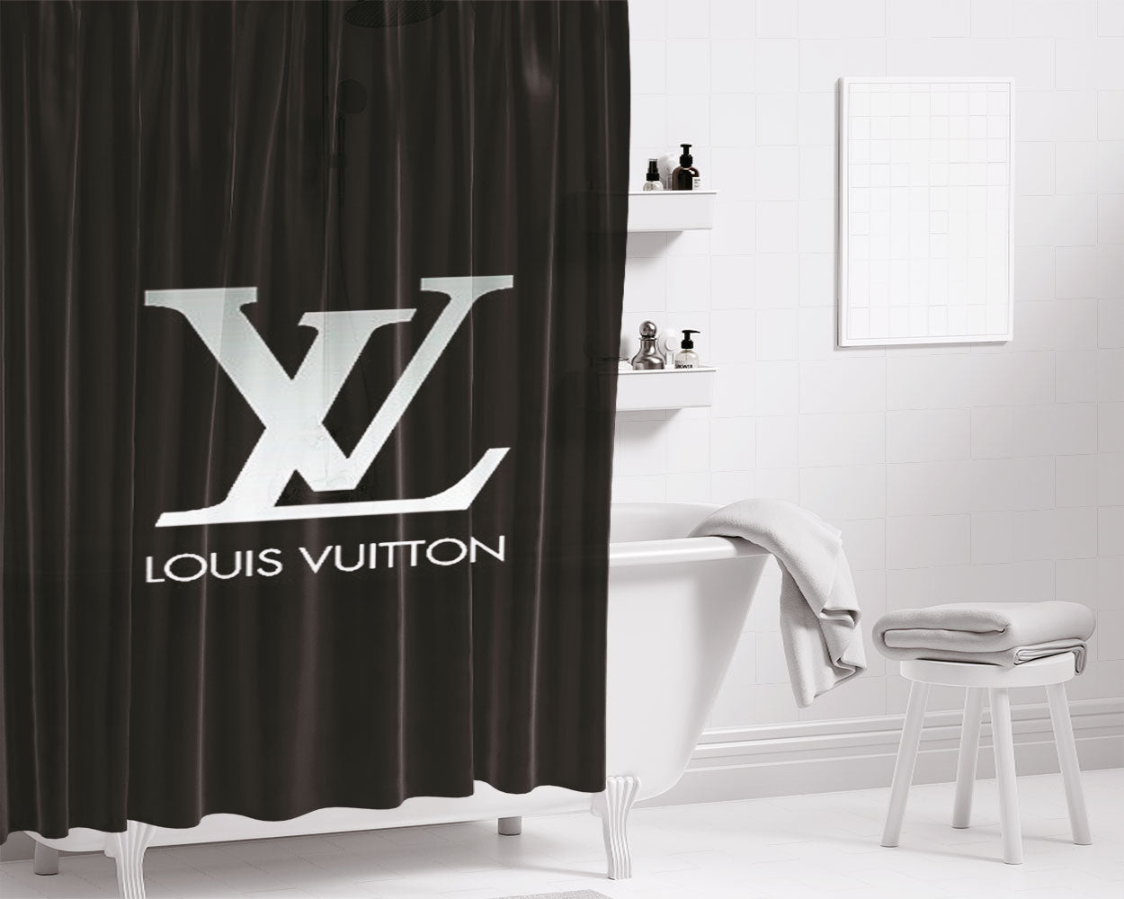 Luis Vuitton Bathroom Shower Curtain Fabric Waterproof | 66 X 72 Inch