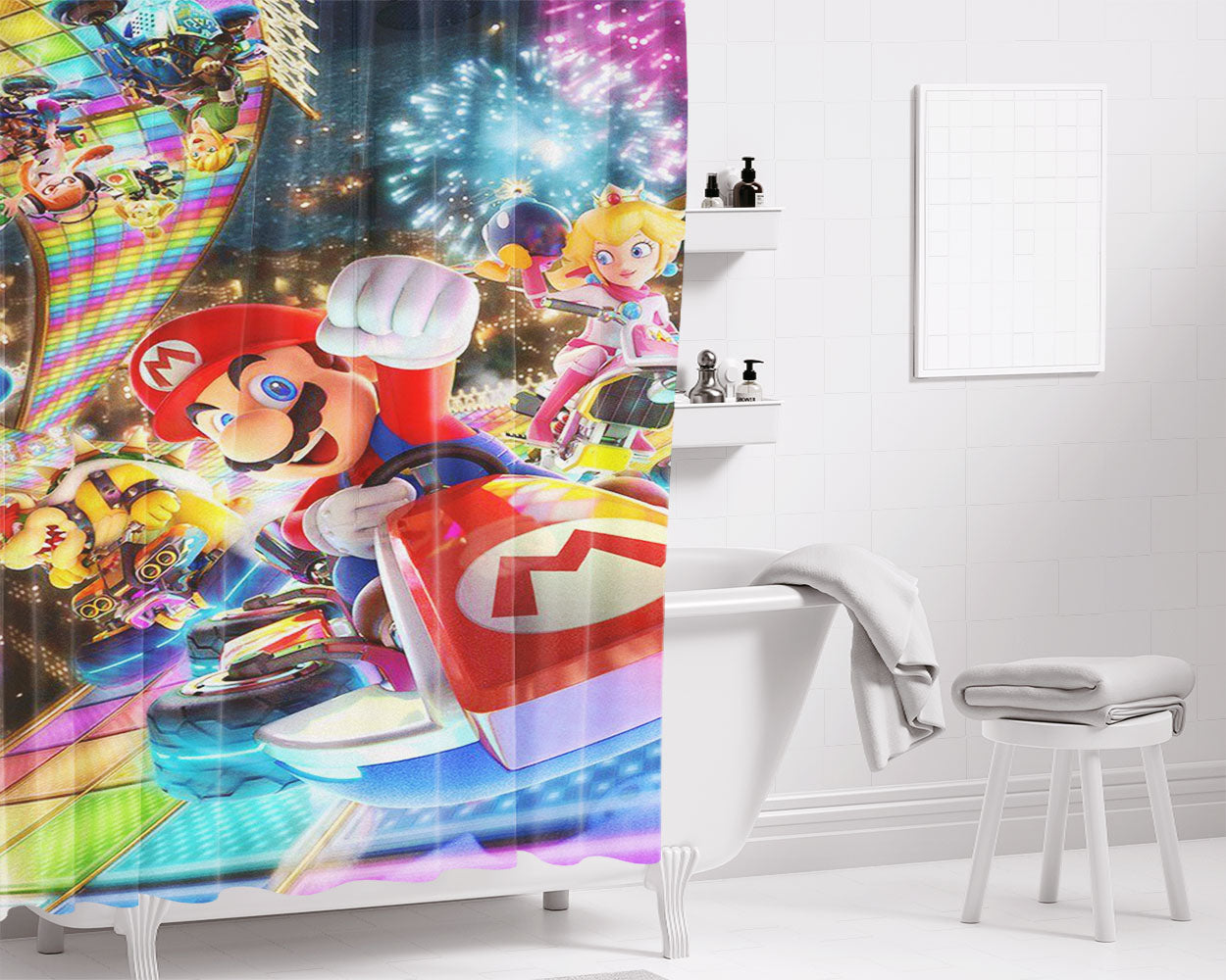 Mario Kart 8 Wallpapers 77 Bathroom Shower Curtain Fabric Waterproof | 66 X 72 Inch