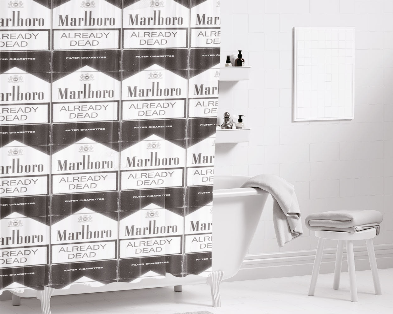 Marlboro Already Dead Bathroom Shower Curtain Fabric Waterproof | 66 X 72 Inch