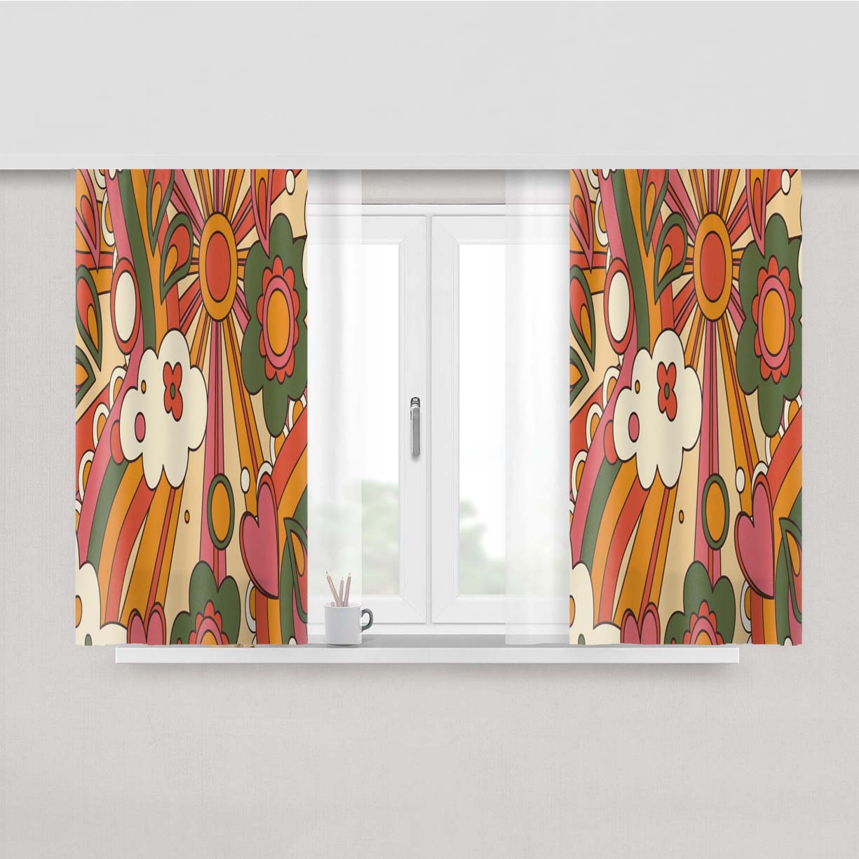 70S Groovy Sunshine Fabric Window Curtains