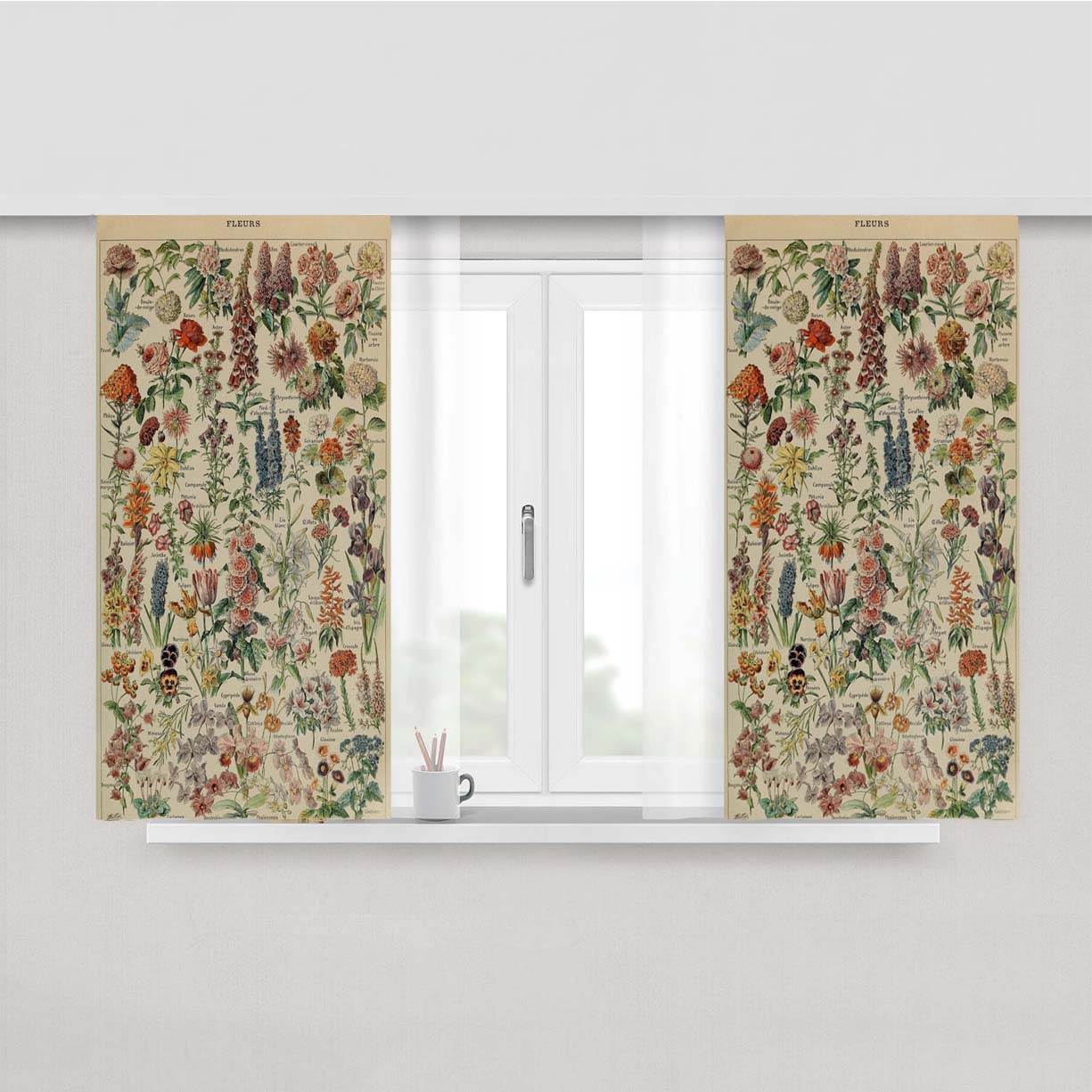 Adolphe Millot'S Flowers Chart Fabric Window Curtains