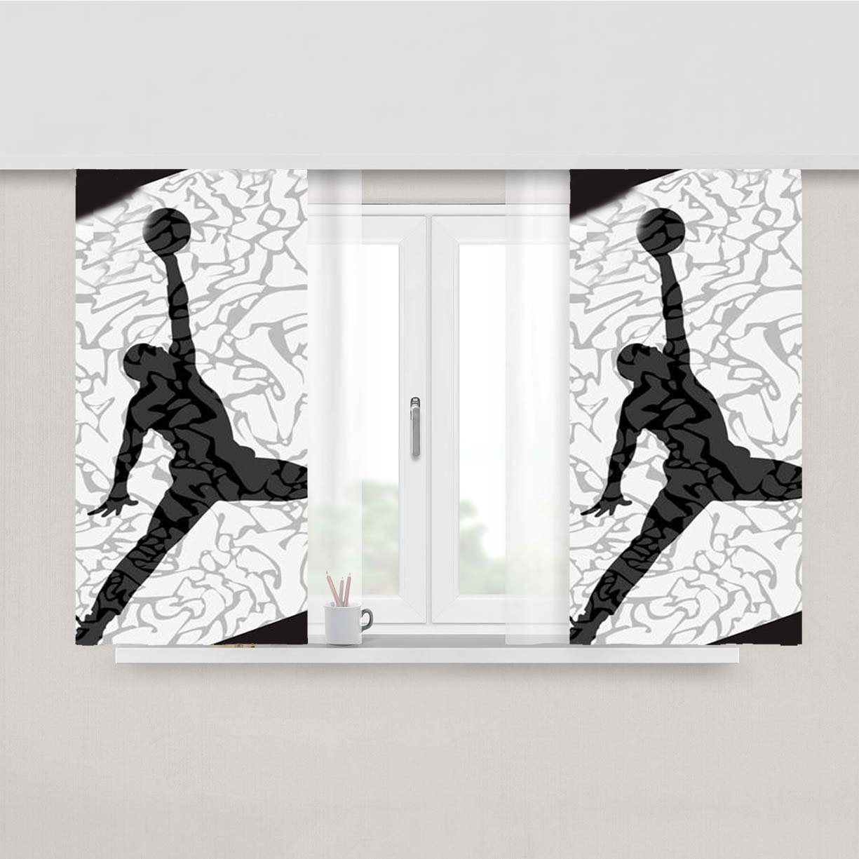 Air Jordan White Texture Fabric Window Curtains