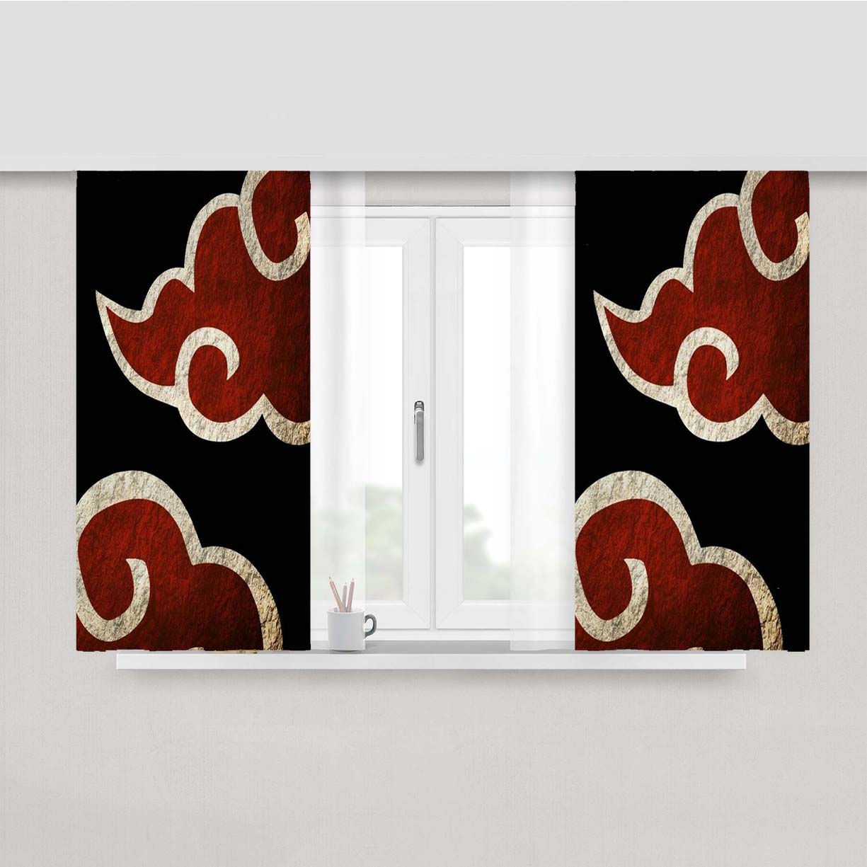 Akatsuki Pattern Logo Texture Fabric Window Curtains