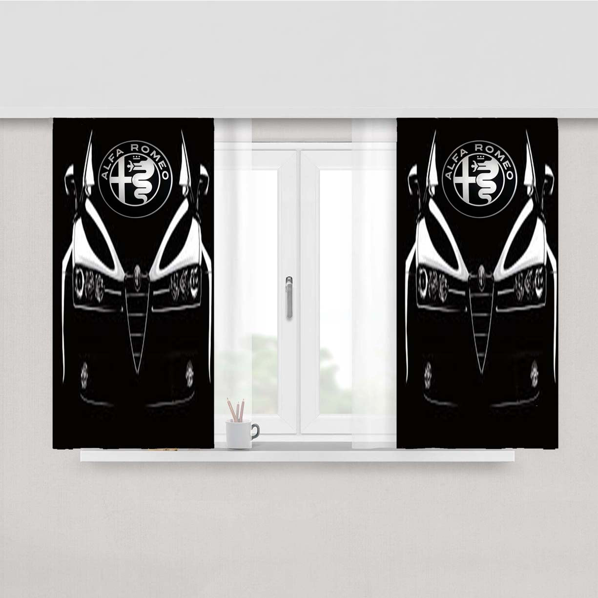 Alfa Romeo Car Peach Skin Window Curtains