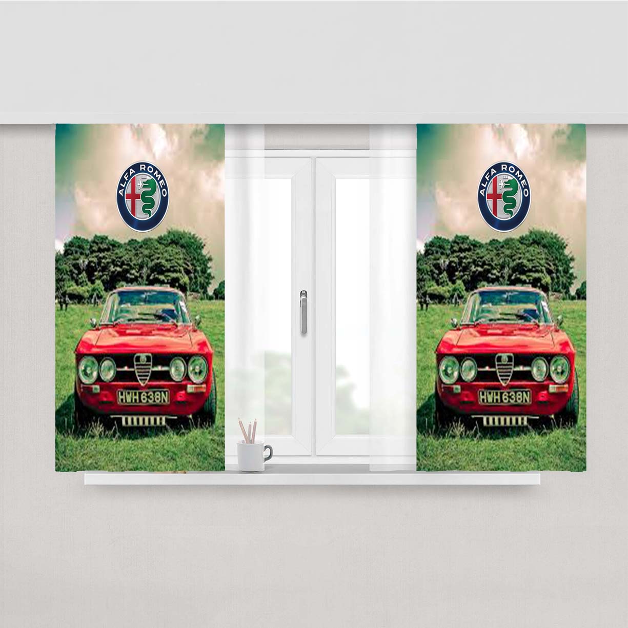 Alfa Romeo Car Style Peach Skin Window Curtains