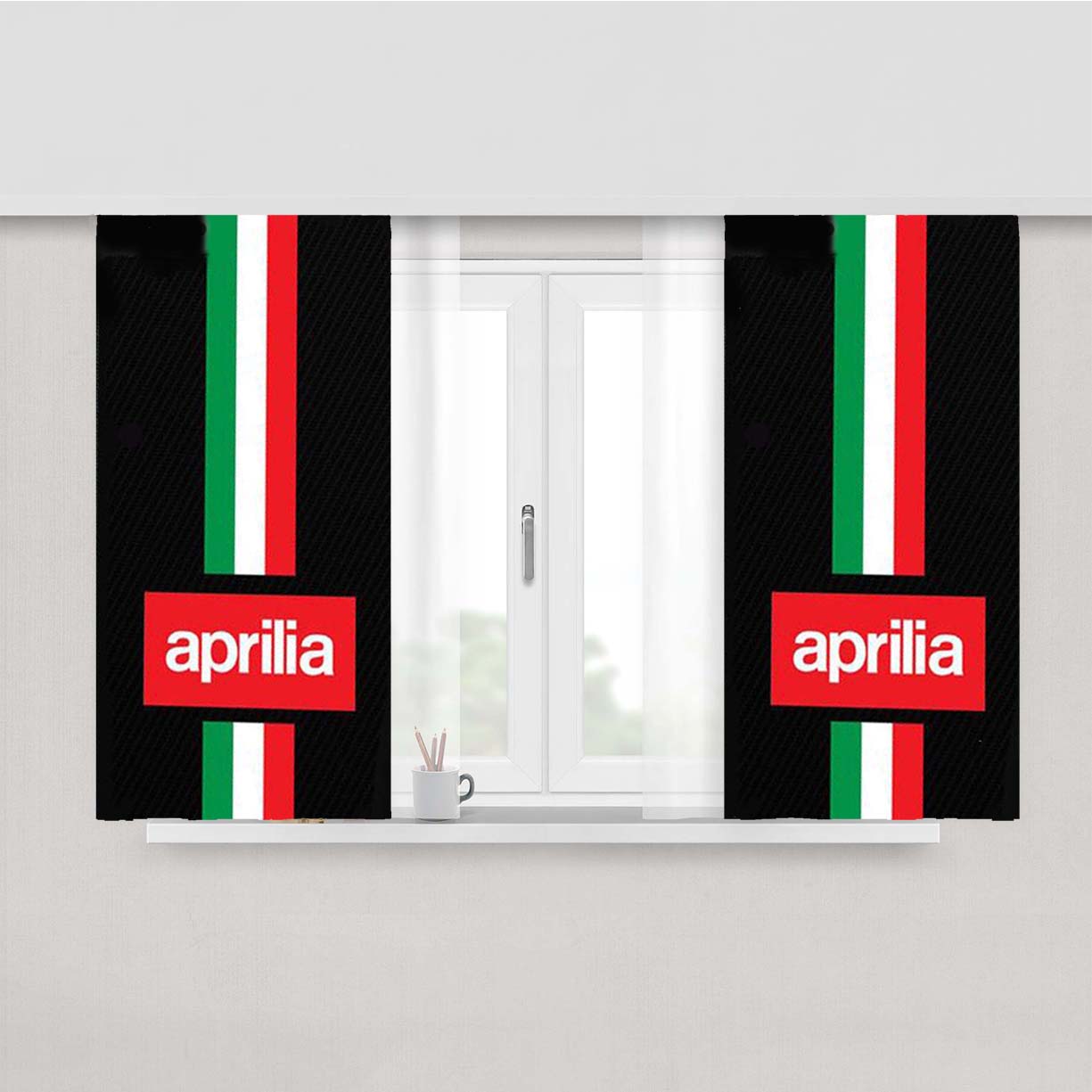Aprilia Carbon Pattern Peach Skin Window Curtains