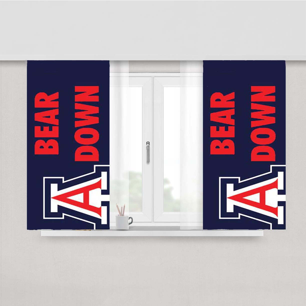 Arizona Wildcats Bear Down Peach Skin Window Curtains