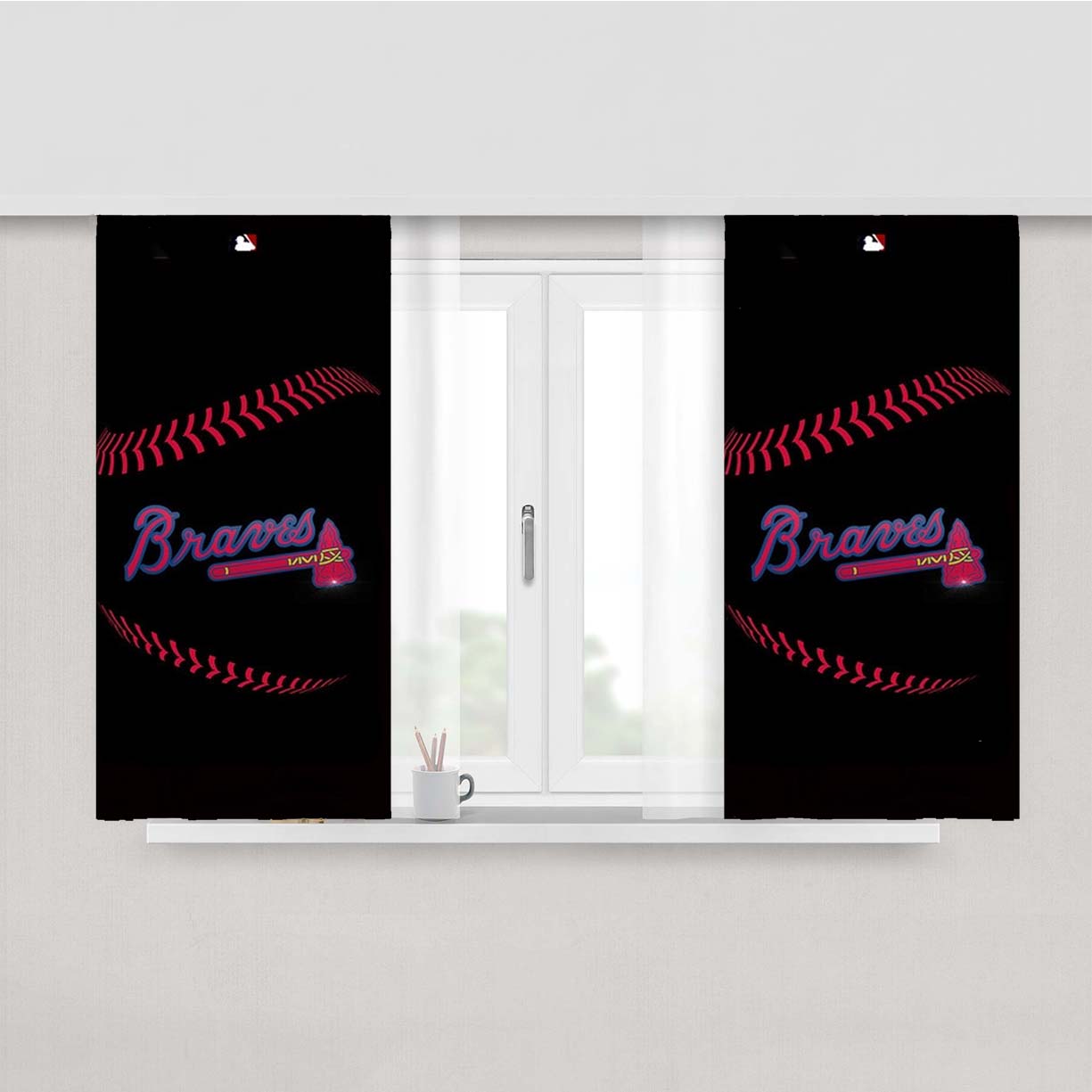 Atlanta Braves Baseball Mlb Peach Skin Window Curtains