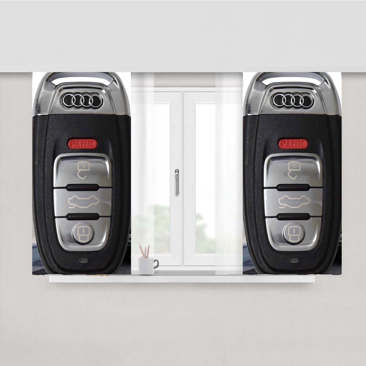 Audi Car Key Keychain Peach Skin Window Curtains