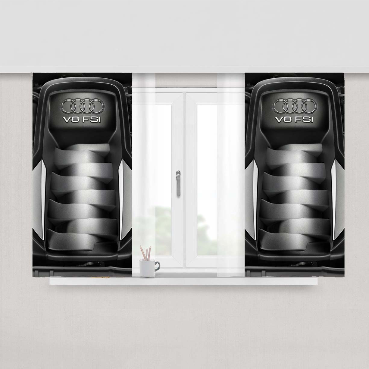 Audi V8 Fsi Engine Peach Skin Window Curtains