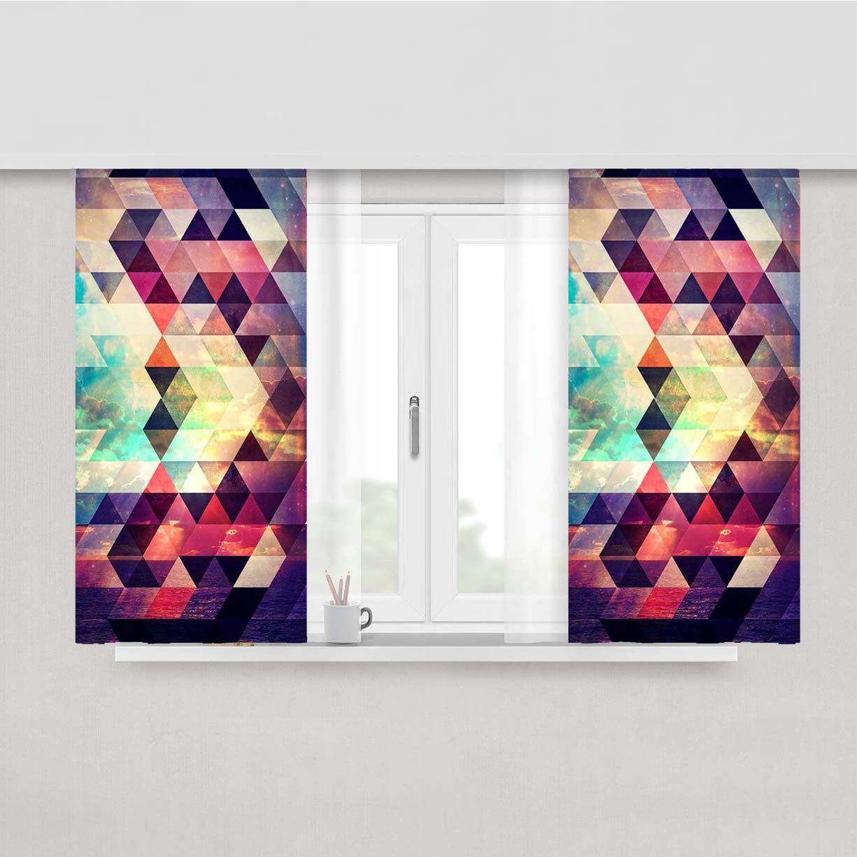 Aztec Sea And The Sunset Peach Skin Window Curtains