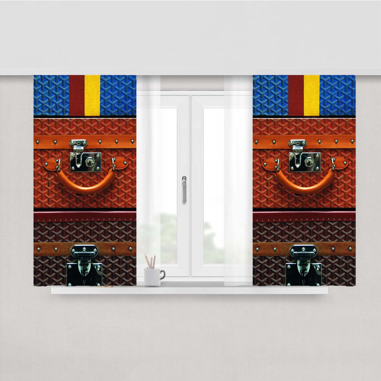 Bags Pattern Egoyard Peach Skin Window Curtains